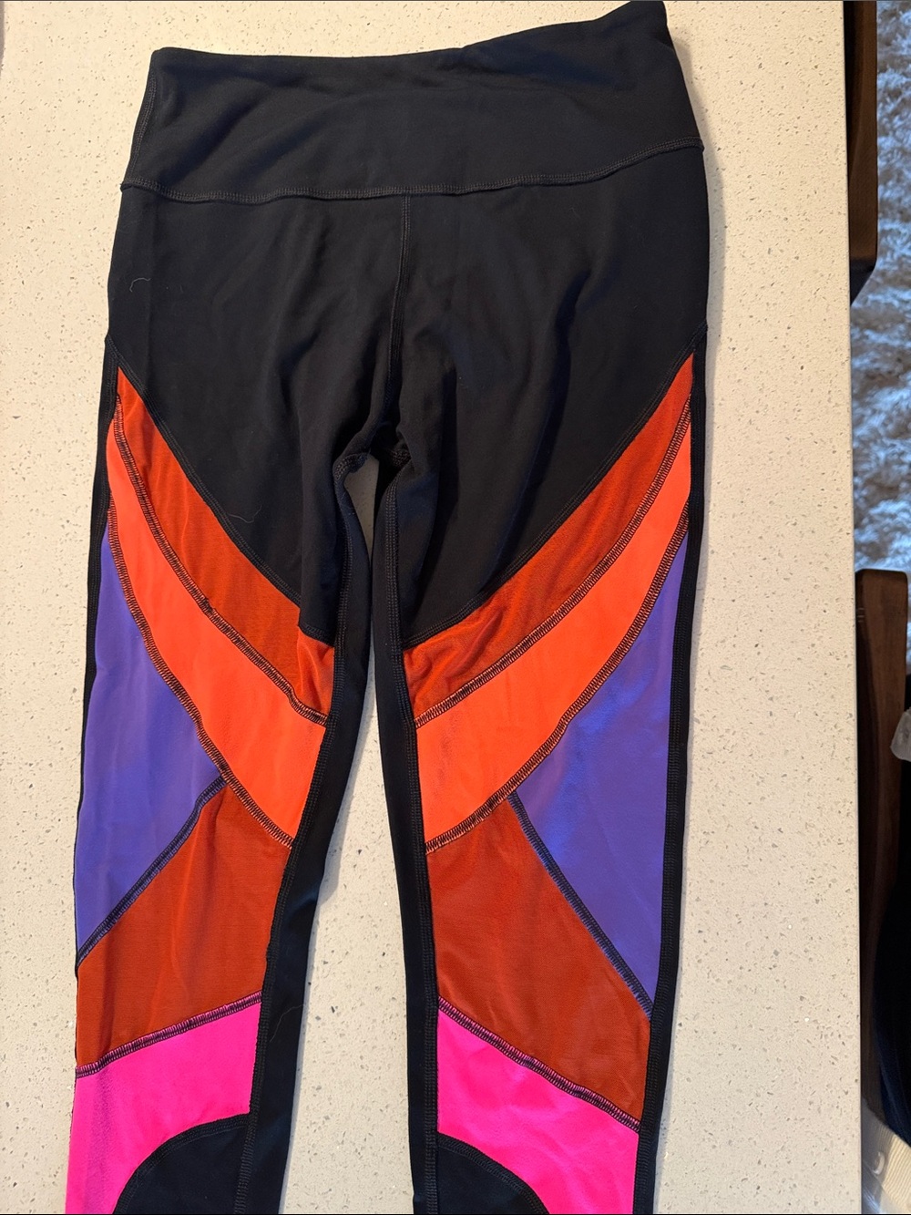 Zumba Fitness Black Leggings with Pink, Orange & Purple Panels